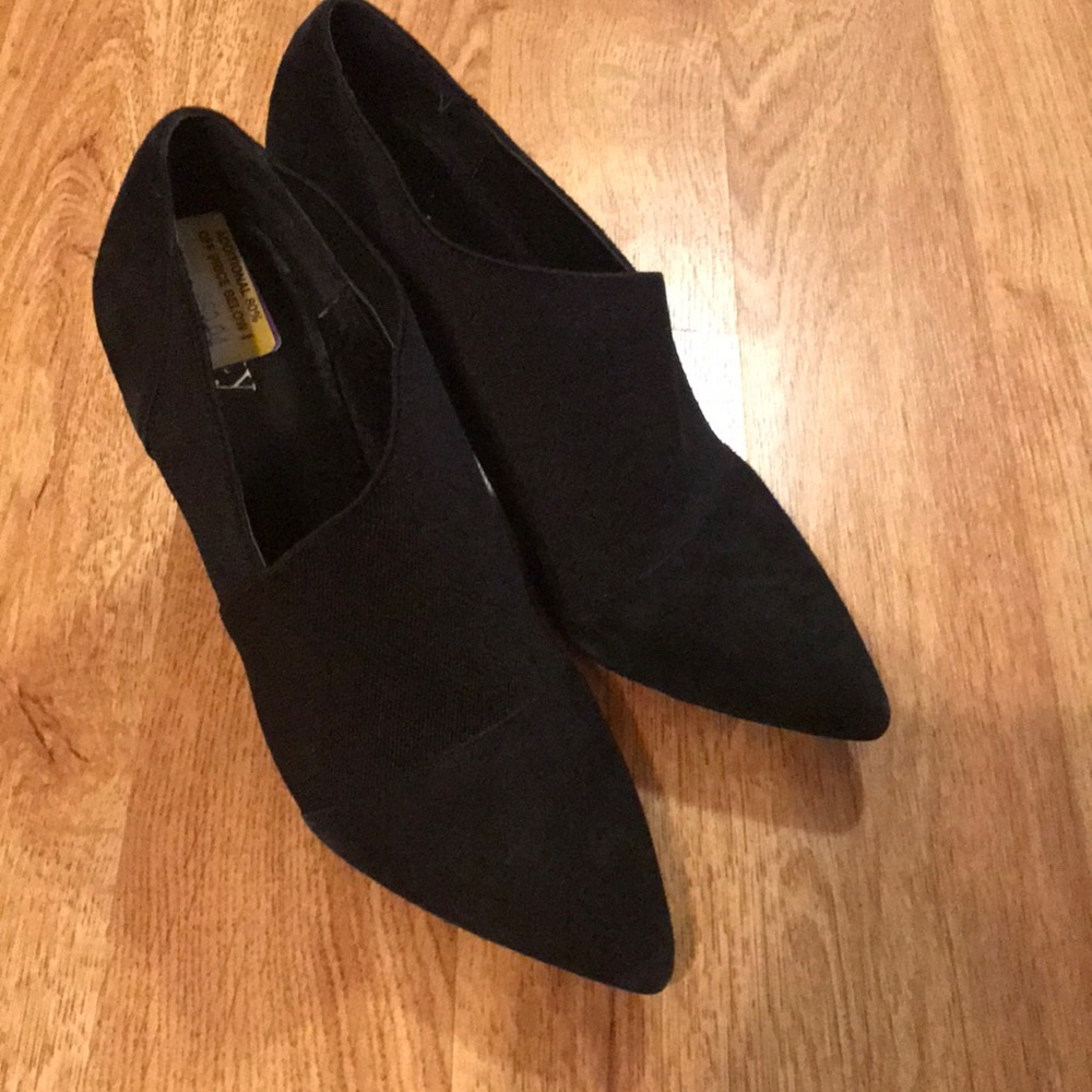 Black faux suede ankle booties